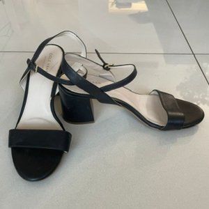 Cole Haan Black Leather Block Heel Sandals | Size 8.5